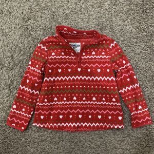 Osh Kosh Kids Girls Red Long Sleeve 1/4 Zip Fleece Pullover Size 4T